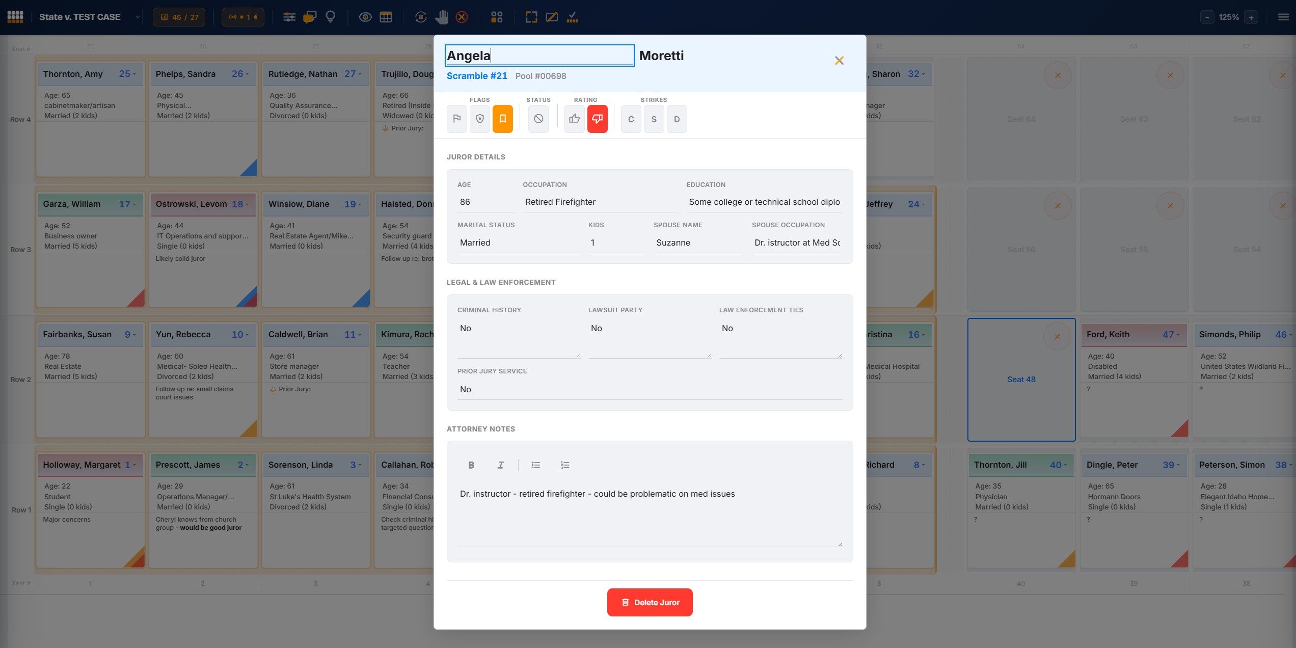 Juror list import and profile building in JuryPanel